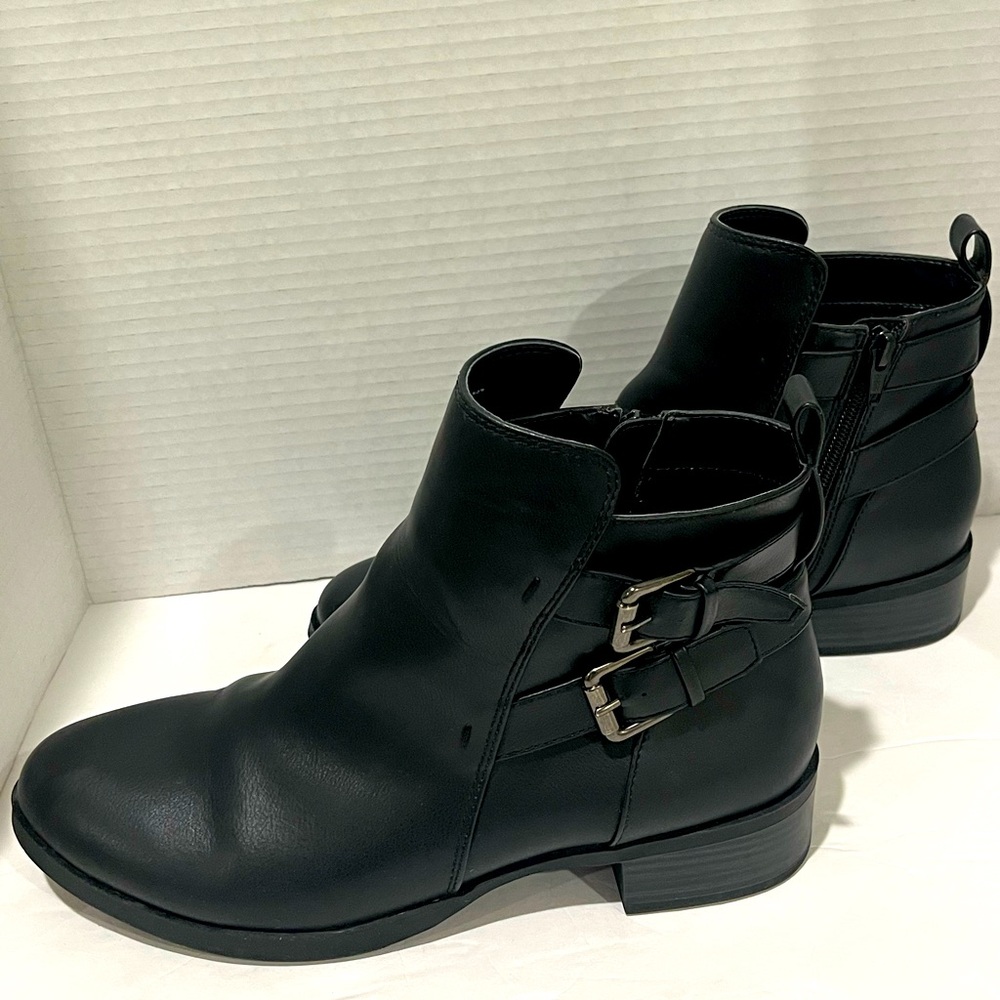 OLD NAVY Black Low Boots with 2 Side Buckles